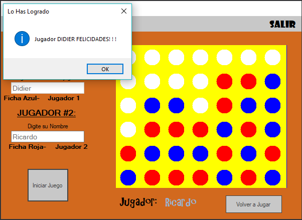 Cuatro en linea ganador